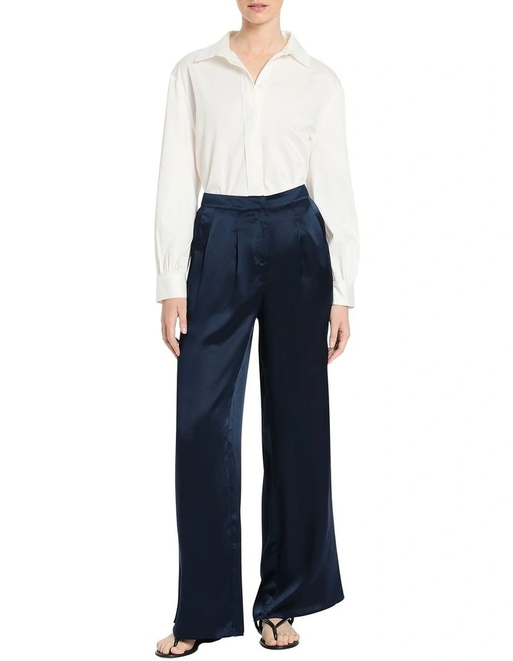 Archie Silk Palazzo Pant in Navy image 2