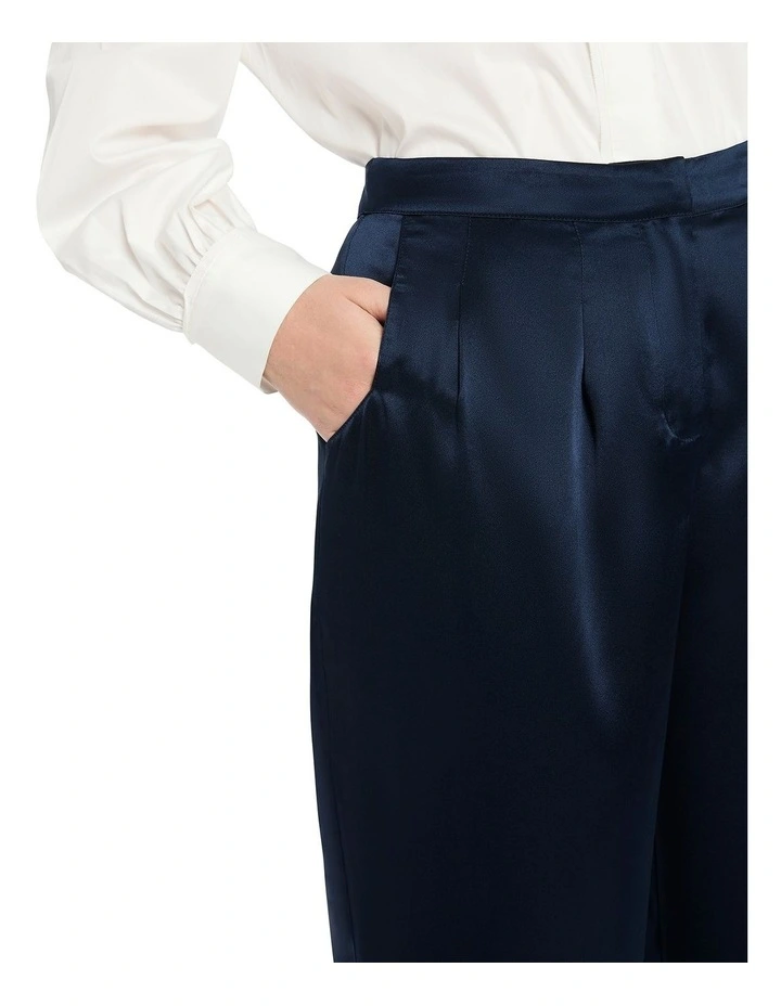 Archie Silk Palazzo Pant in Navy image 3