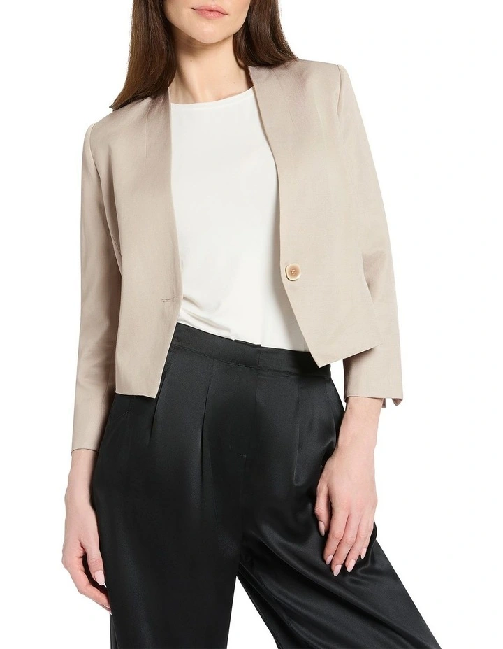 Mavie Cropped Jacket in Stone image 1