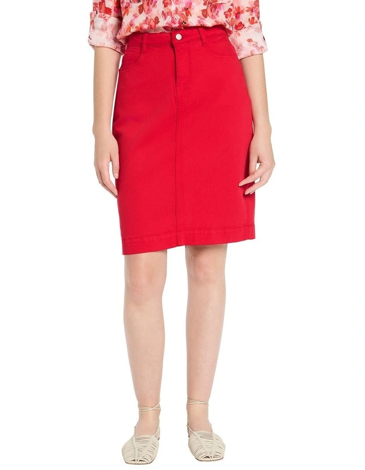 Marnie Denim Skirt in Carmine image 1