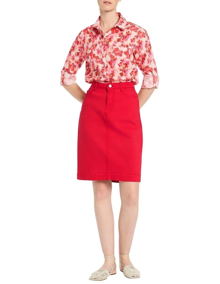 Marnie Denim Skirt in Carmine image 2