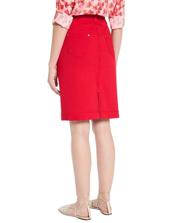 Marnie Denim Skirt in Carmine image 4