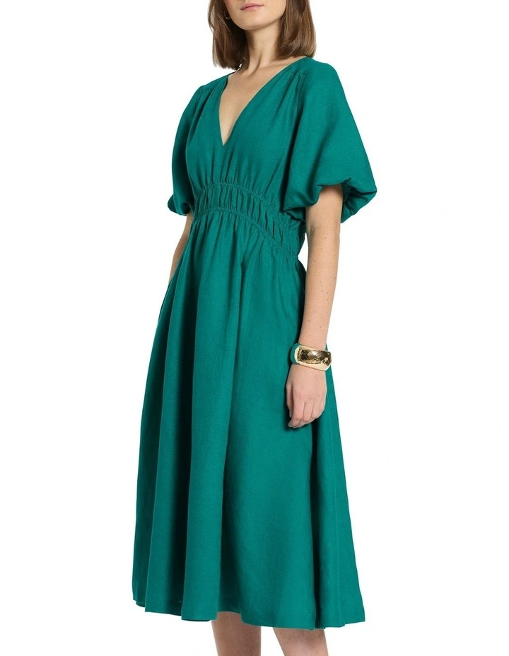 Trey Linen Dress in Teal image 2