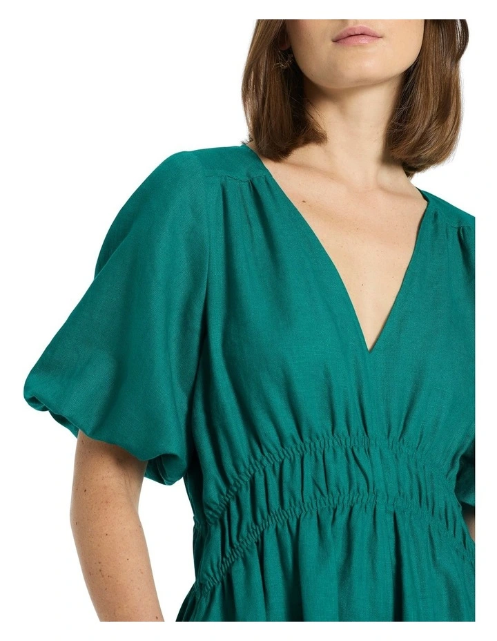 Trey Linen Dress in Teal image 3