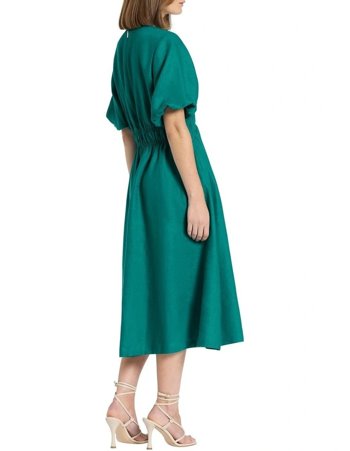 Trey Linen Dress in Teal image 4