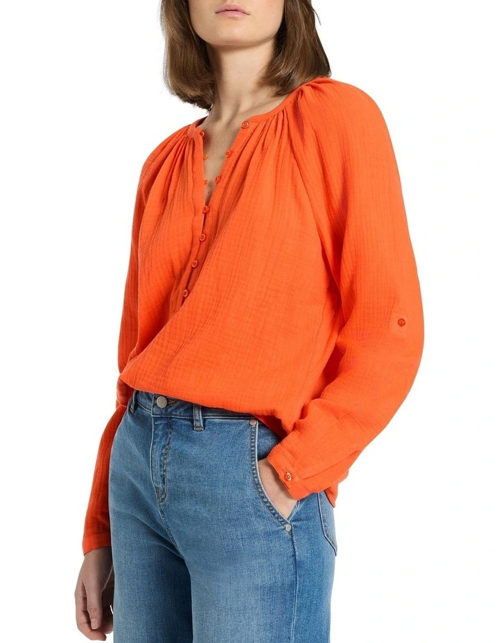 Cassidy Cotton Crinkle Top in Persimmon image 1