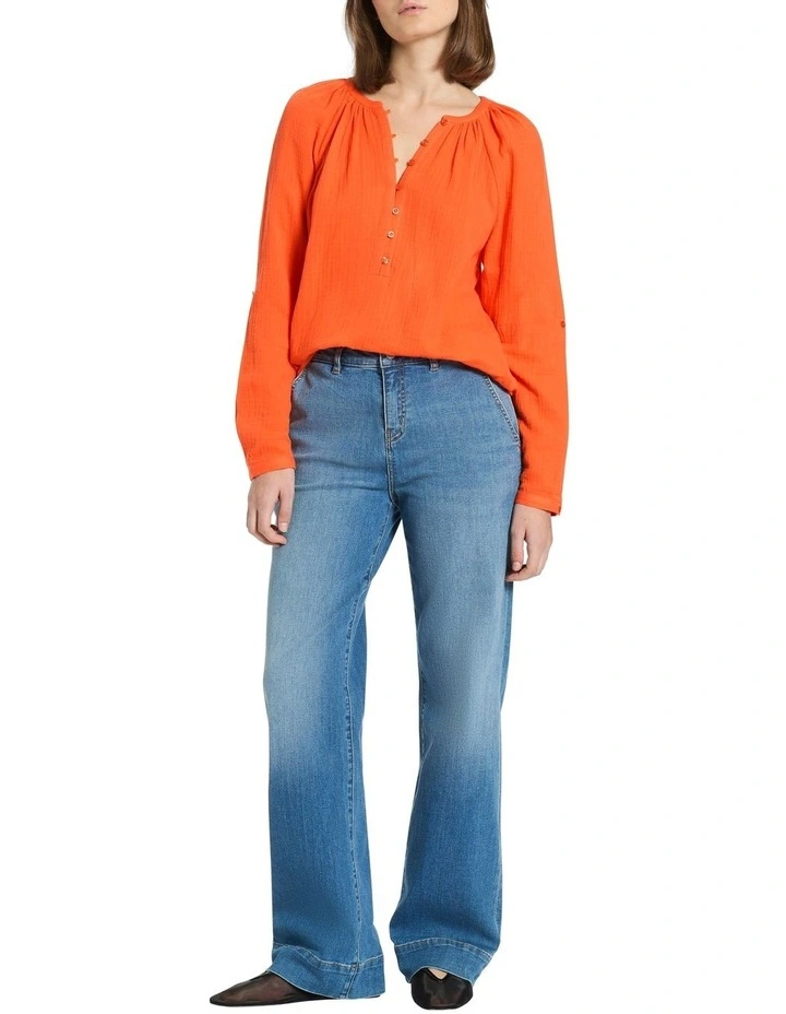 Cassidy Cotton Crinkle Top in Persimmon image 2