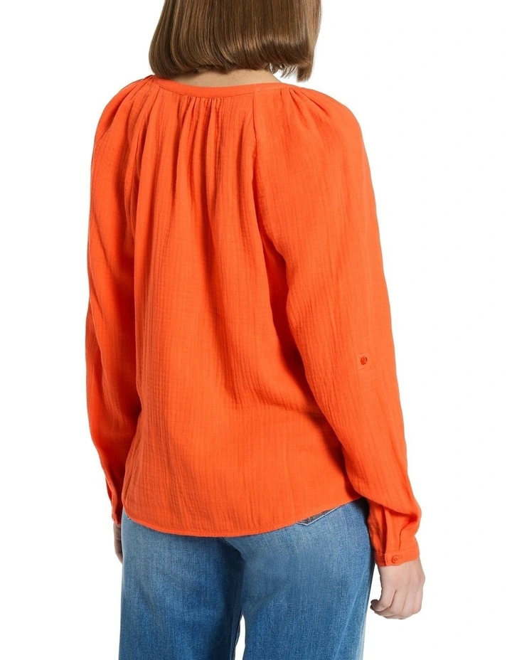 Cassidy Cotton Crinkle Top in Persimmon image 4
