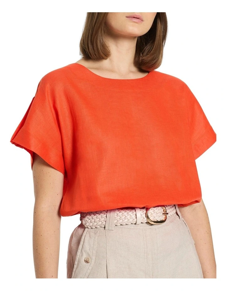 Melinda Linen Mix Tee in Carrot image 1