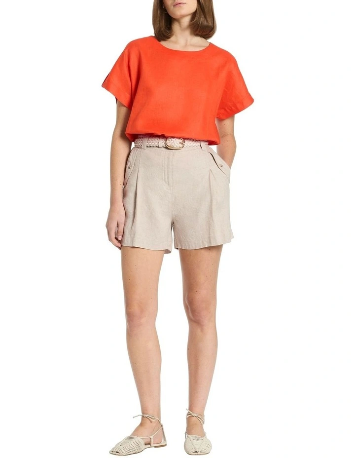 Melinda Linen Mix Tee in Carrot image 2