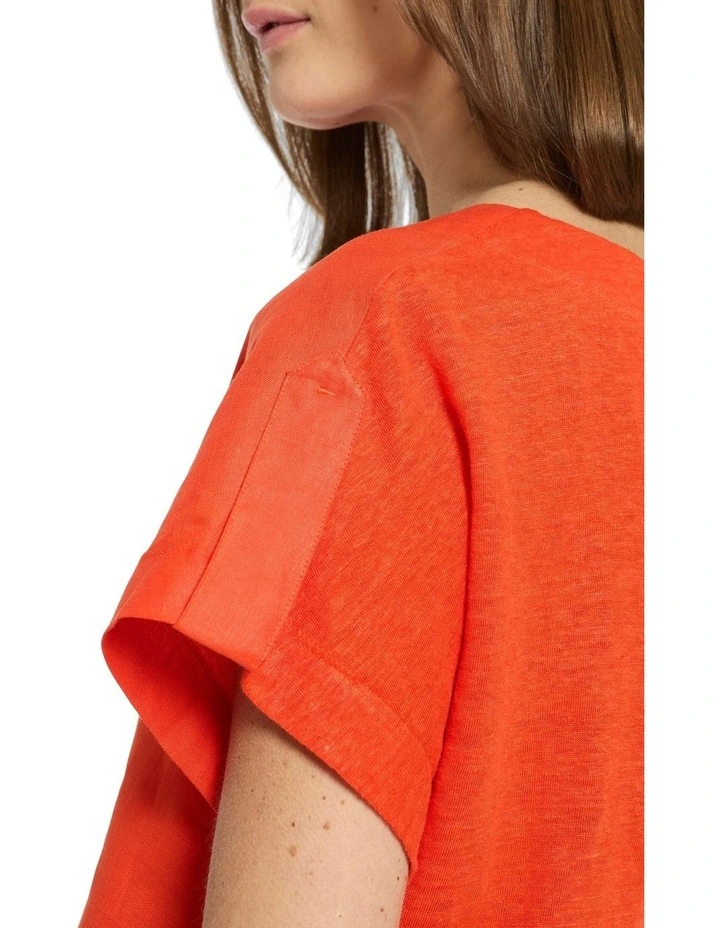 Melinda Linen Mix Tee in Carrot image 3