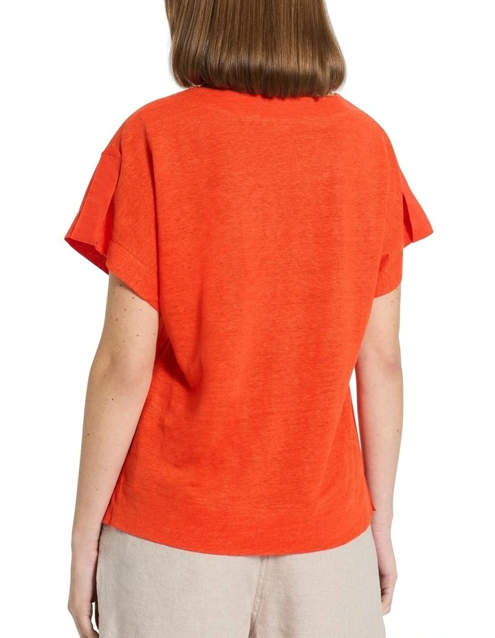 Melinda Linen Mix Tee in Carrot image 4