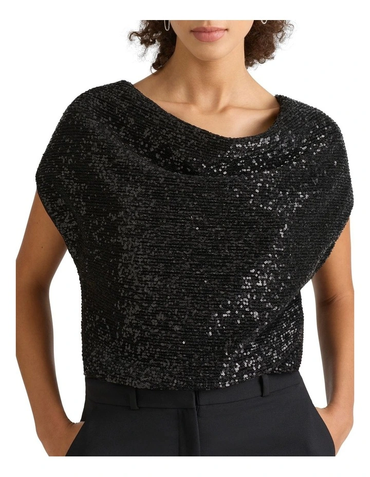 Aldabert Sequin Tee in Black image 1