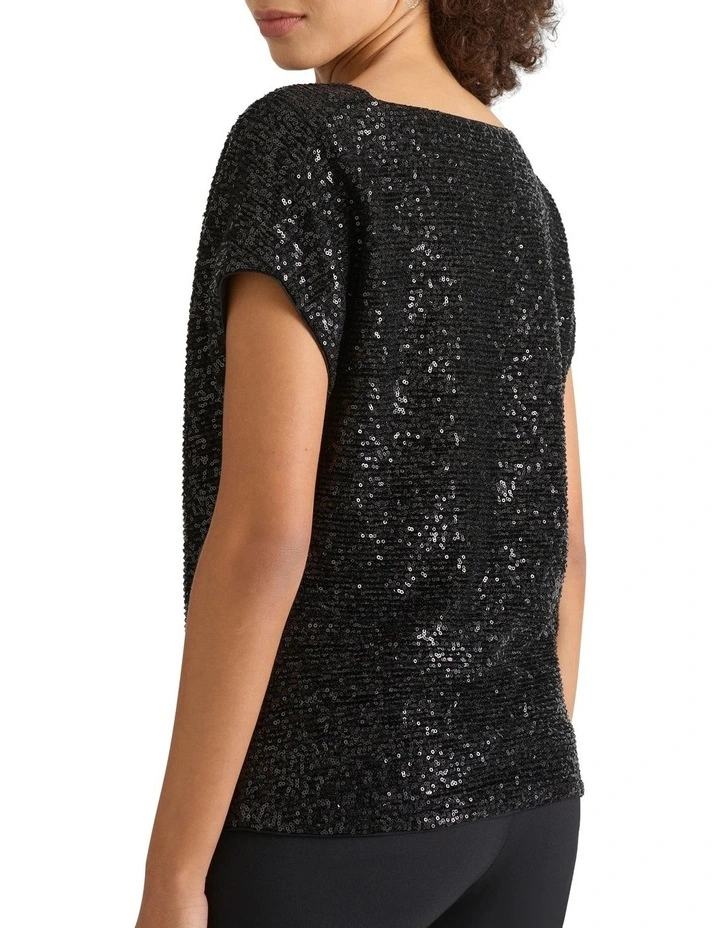Aldabert Sequin Tee in Black image 3
