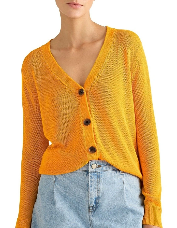 Alice Linen Mix Cardigan in Marigold image 1