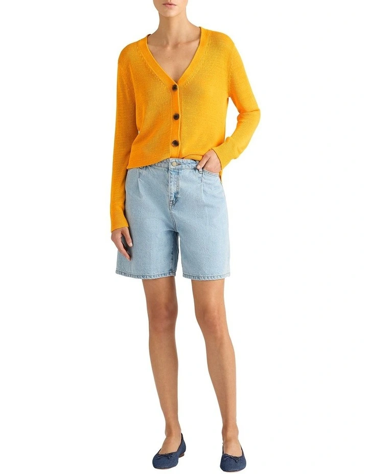 Alice Linen Mix Cardigan in Marigold image 2
