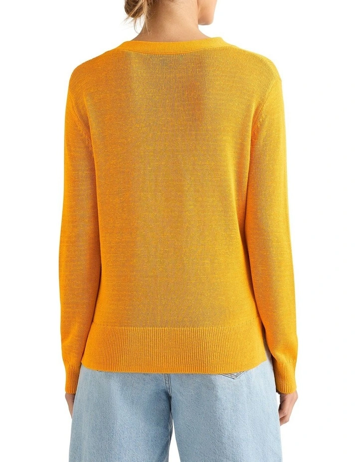 Alice Linen Mix Cardigan in Marigold image 3