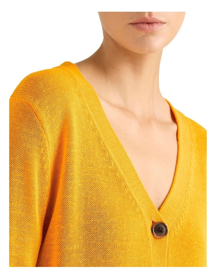 Alice Linen Mix Cardigan in Marigold image 4