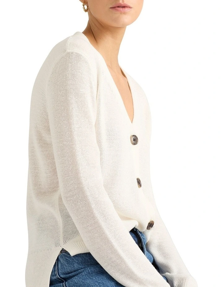 Alice Linen Mix Cardigan in Ivory image 1
