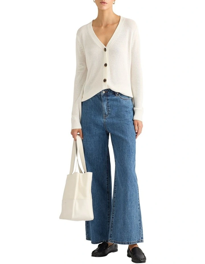 Alice Linen Mix Cardigan in Ivory image 2