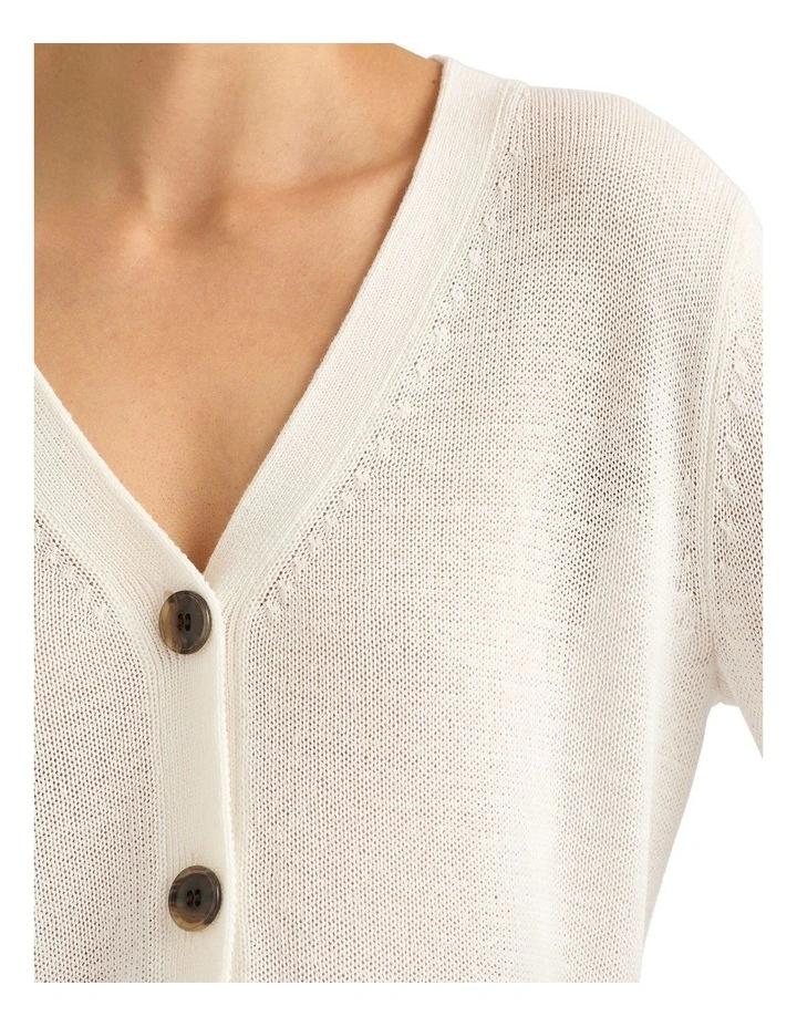 Alice Linen Mix Cardigan in Ivory image 4