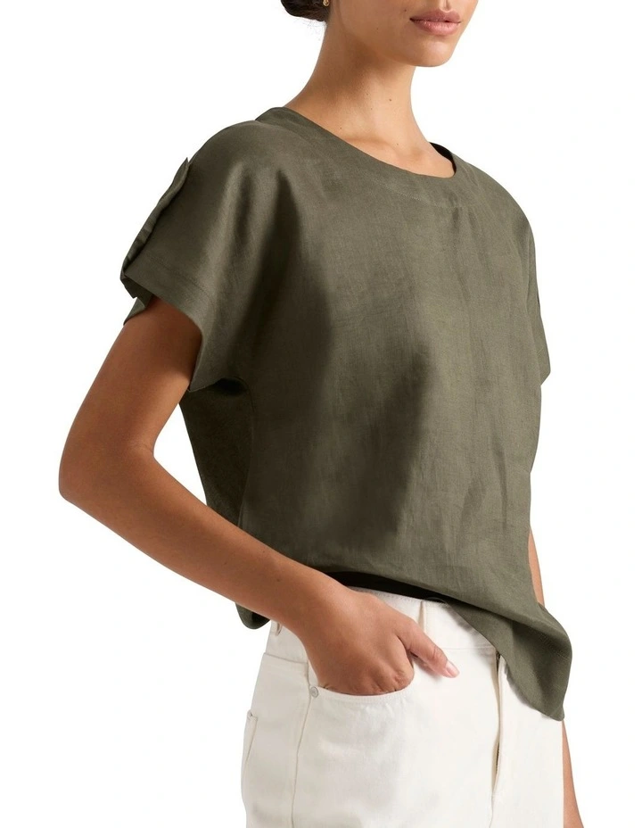 Melinda Linen Mix Tee in Hemlock image 1