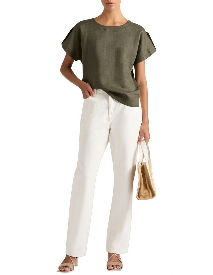 Melinda Linen Mix Tee in Hemlock image 2