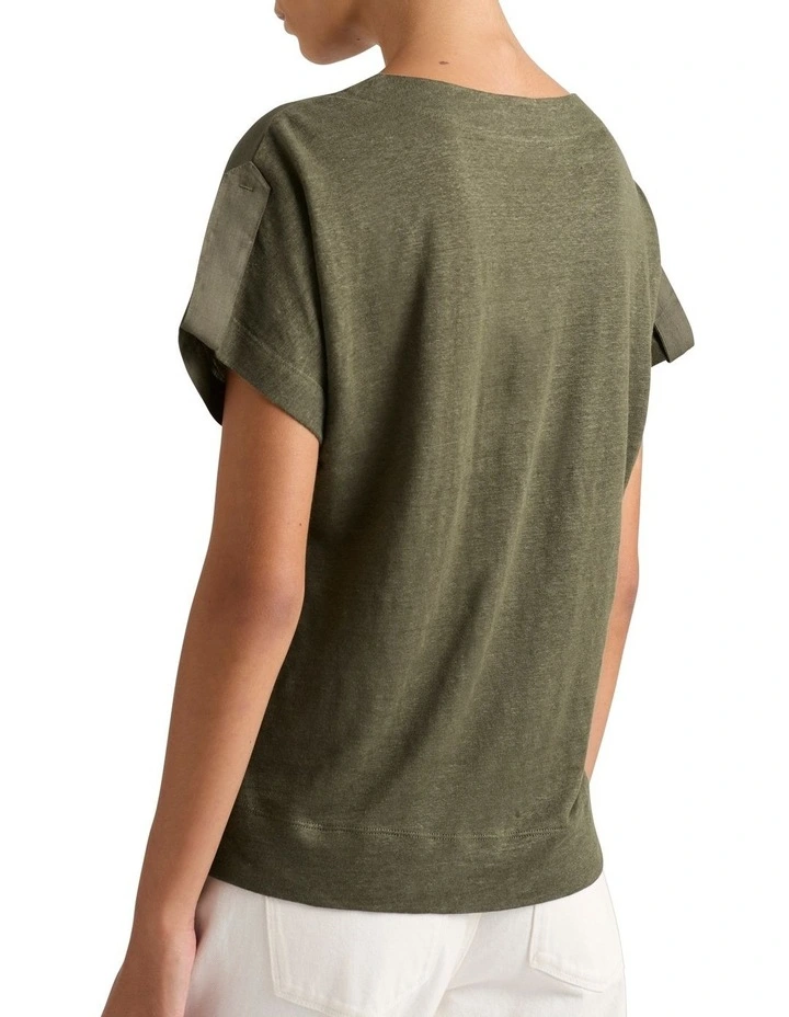 Melinda Linen Mix Tee in Hemlock image 3
