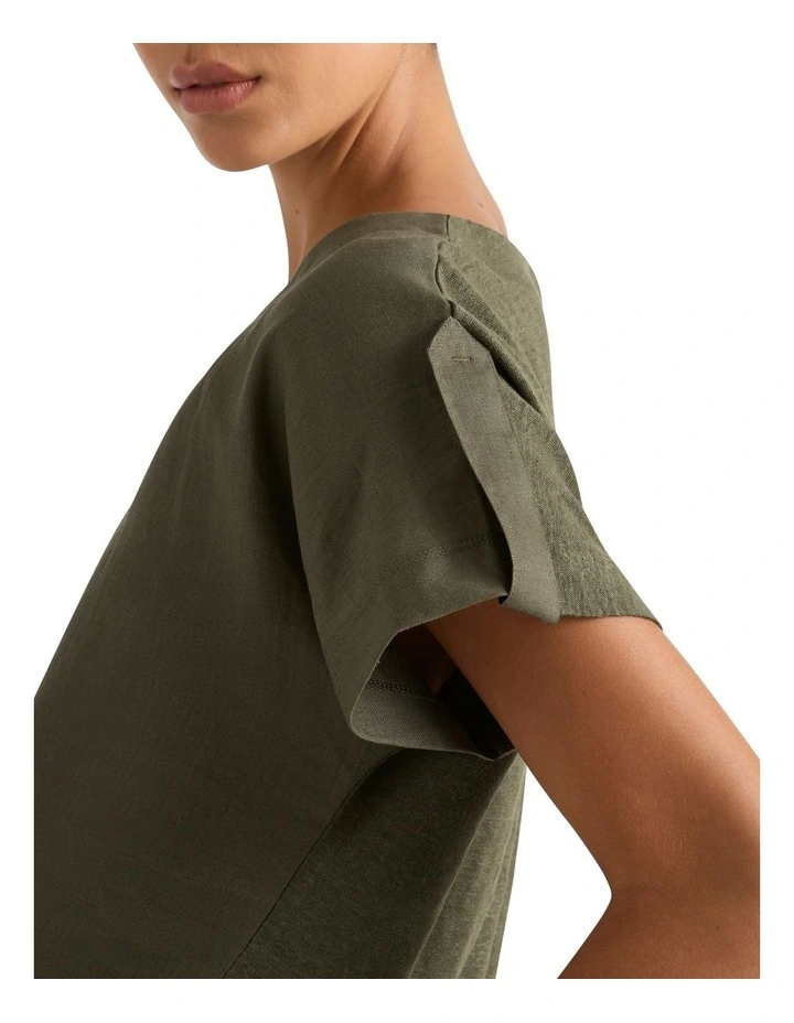 Melinda Linen Mix Tee in Hemlock image 4