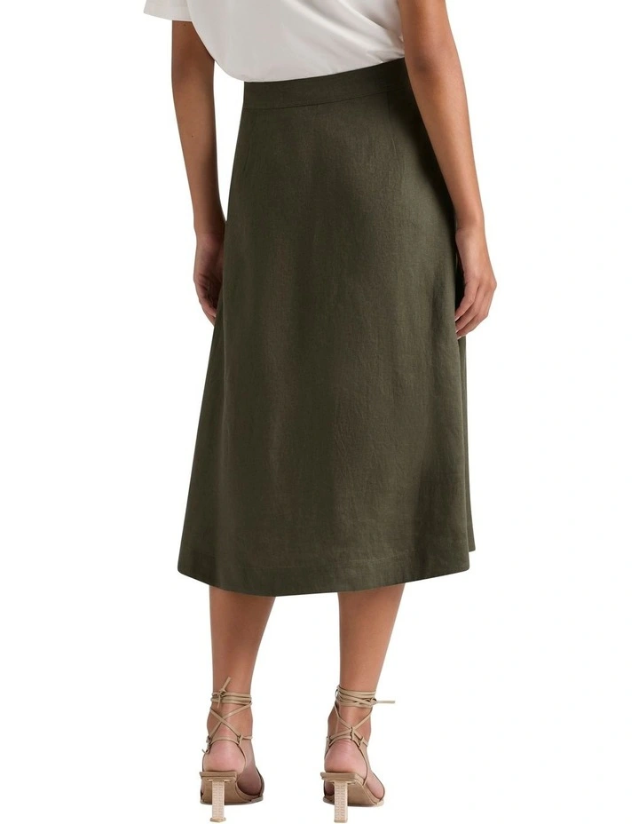 Eiza Linen Wrap Skirt in Hemlock image 3