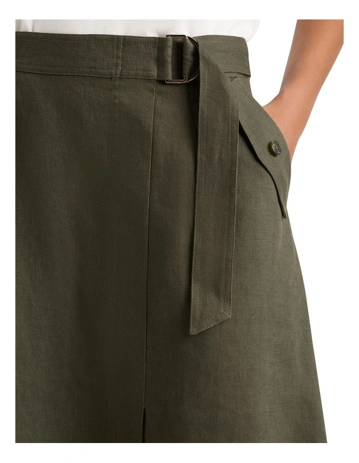 Eiza Linen Wrap Skirt in Hemlock image 4