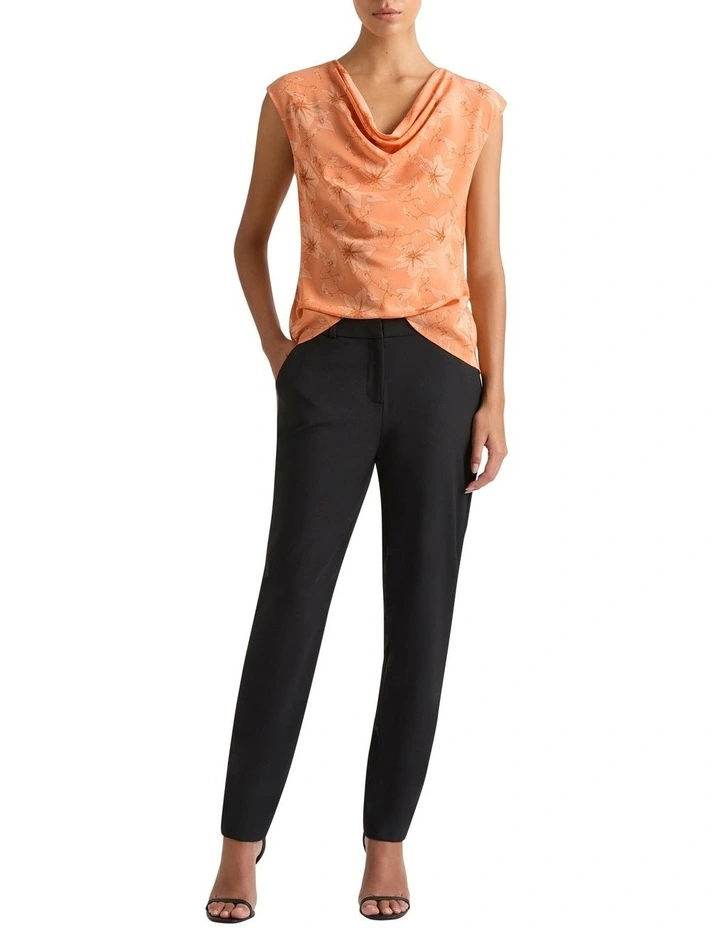 Zane Cowl Neck Silk Top in Salmon Multi image 2