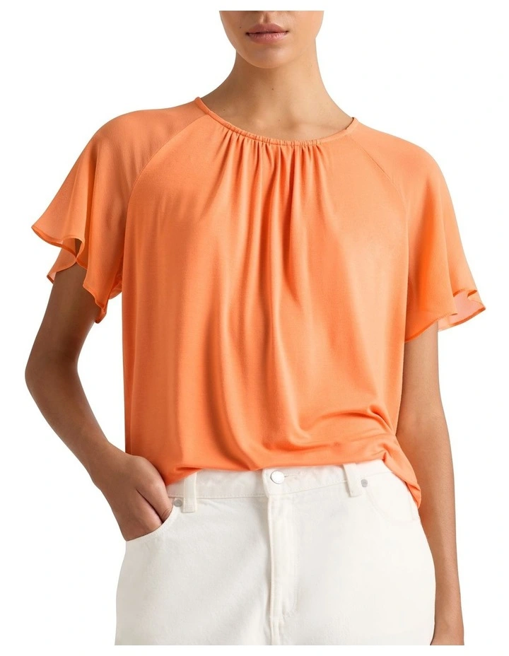 Louise Silk Mix Top in Salmon image 1
