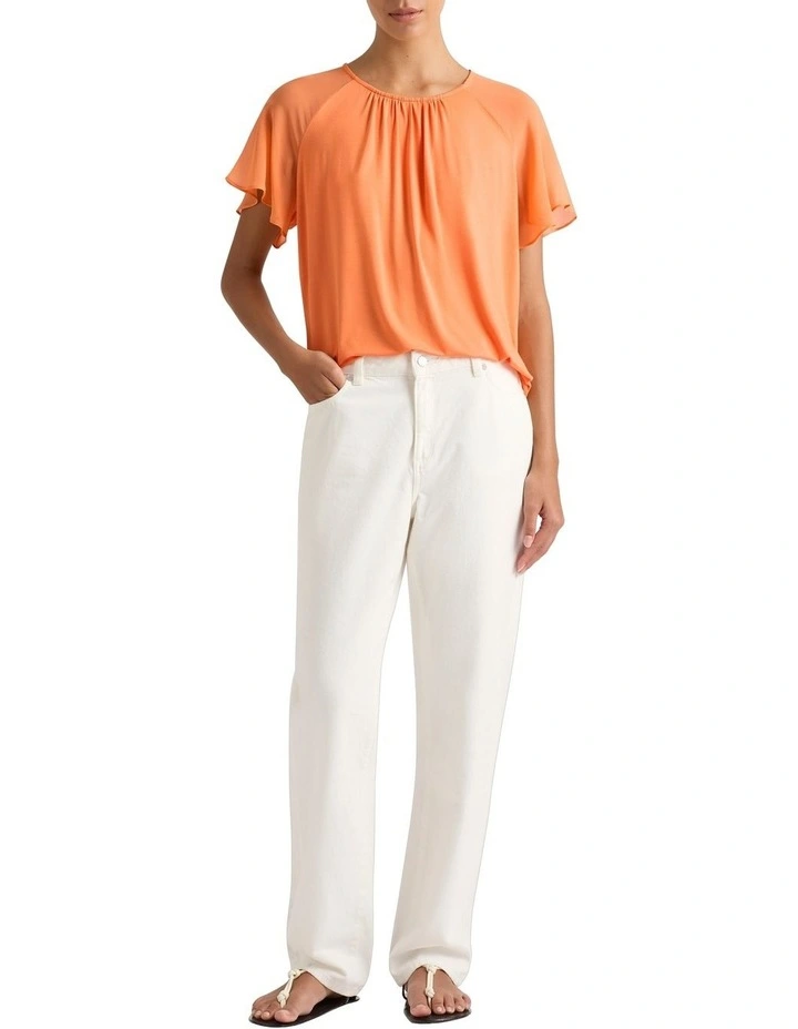 Louise Silk Mix Top in Salmon image 2