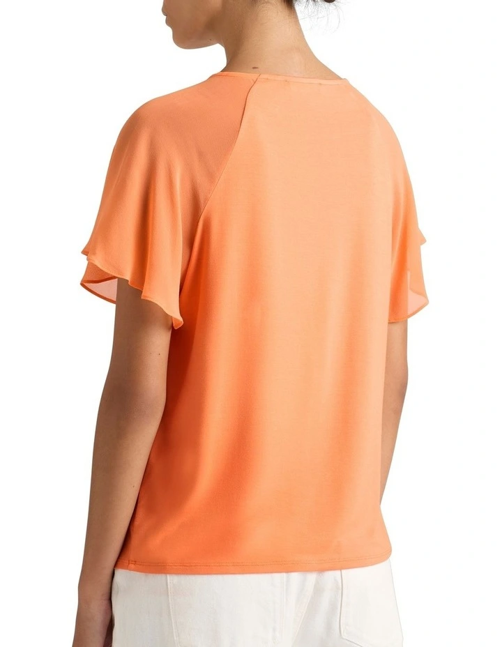Louise Silk Mix Top in Salmon image 3