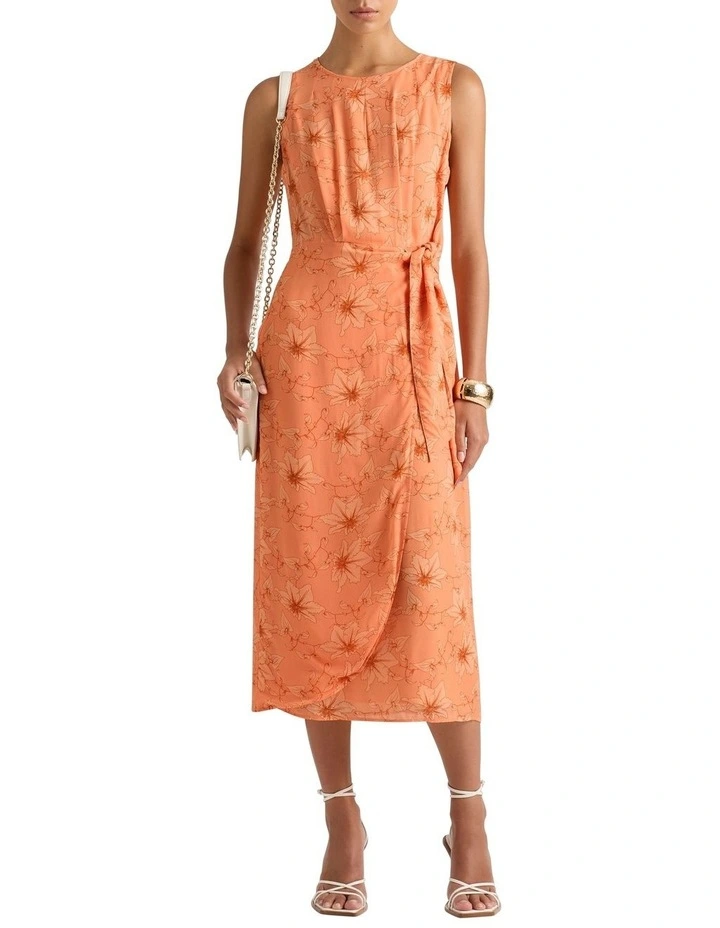 Zane Midi Dress in Salmon Multi image 1