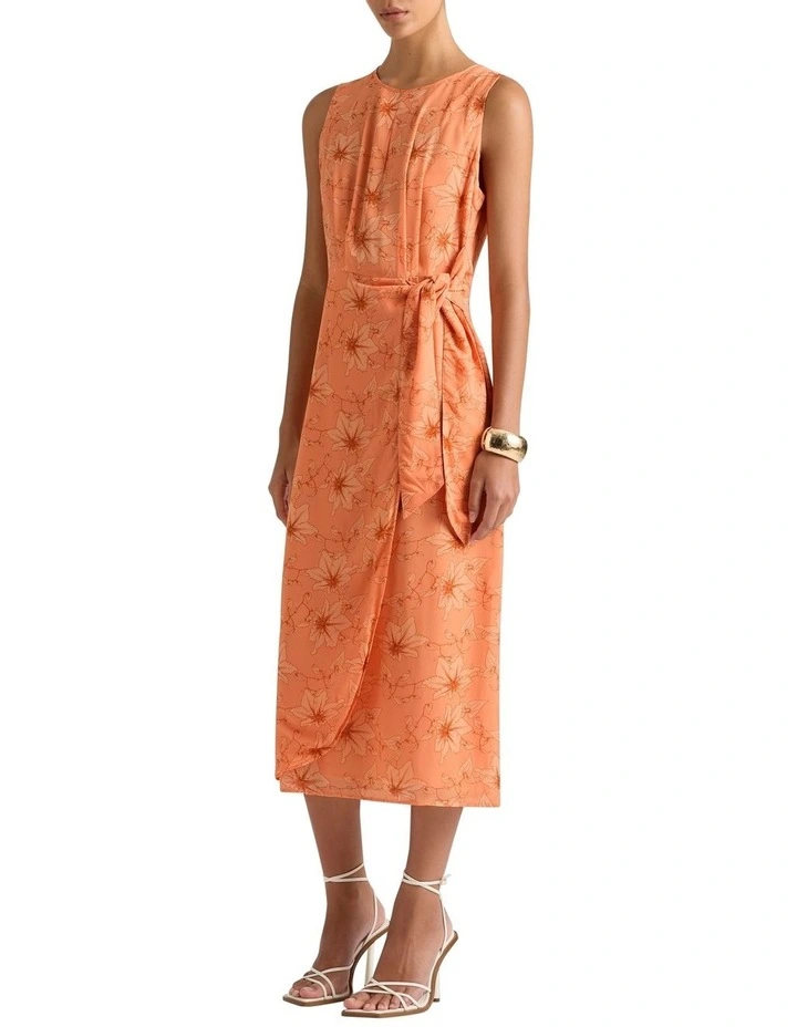 Zane Midi Dress in Salmon Multi image 2