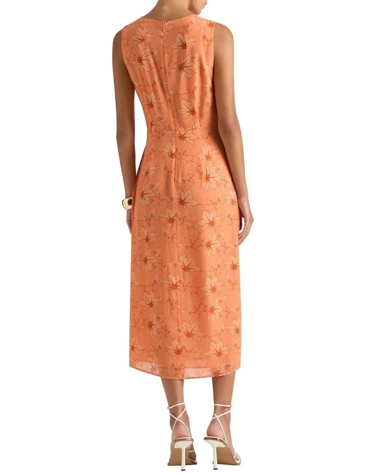 Zane Midi Dress in Salmon Multi image 3