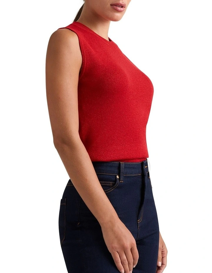 Gail Shimmer Knit Tank in Red Sparkle image 1