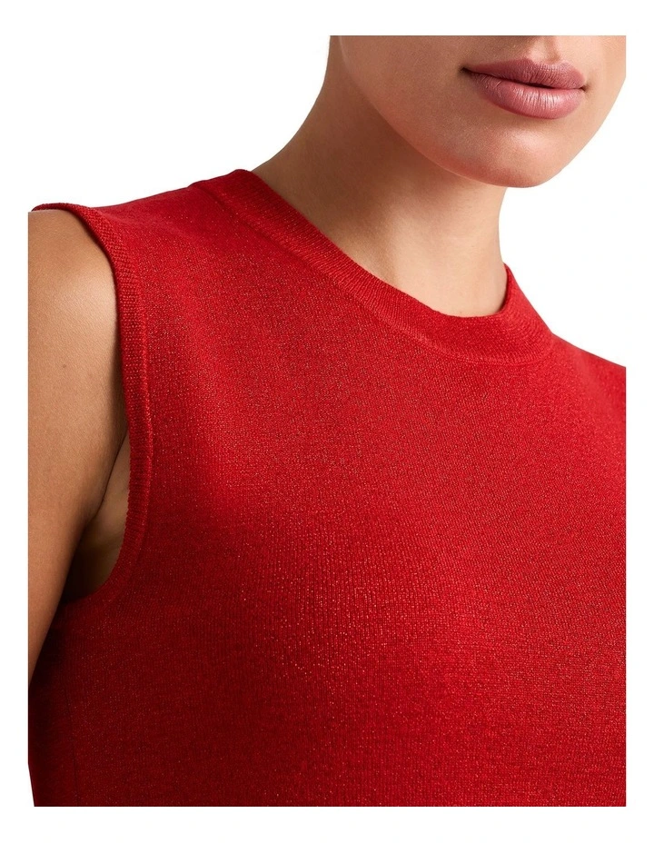 Gail Shimmer Knit Tank in Red Sparkle image 3