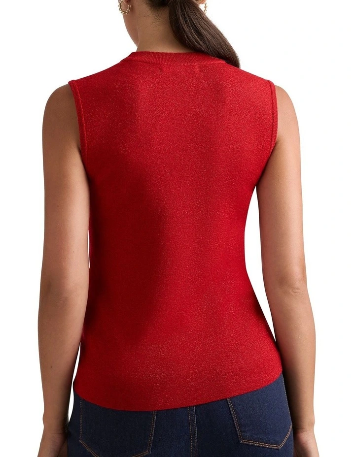 Gail Shimmer Knit Tank in Red Sparkle image 4