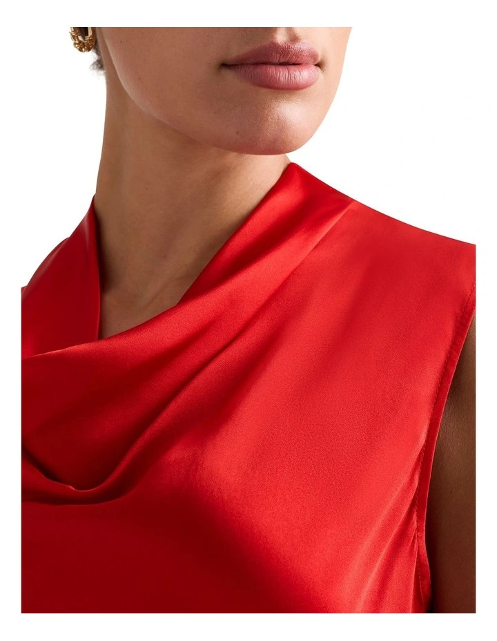 Davina Silk Cowl Tank in Chilli image 3