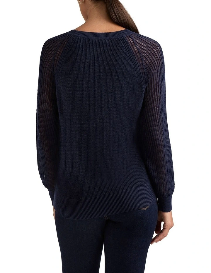 Ribera Crochet Sleeve Knit in Midnight image 4
