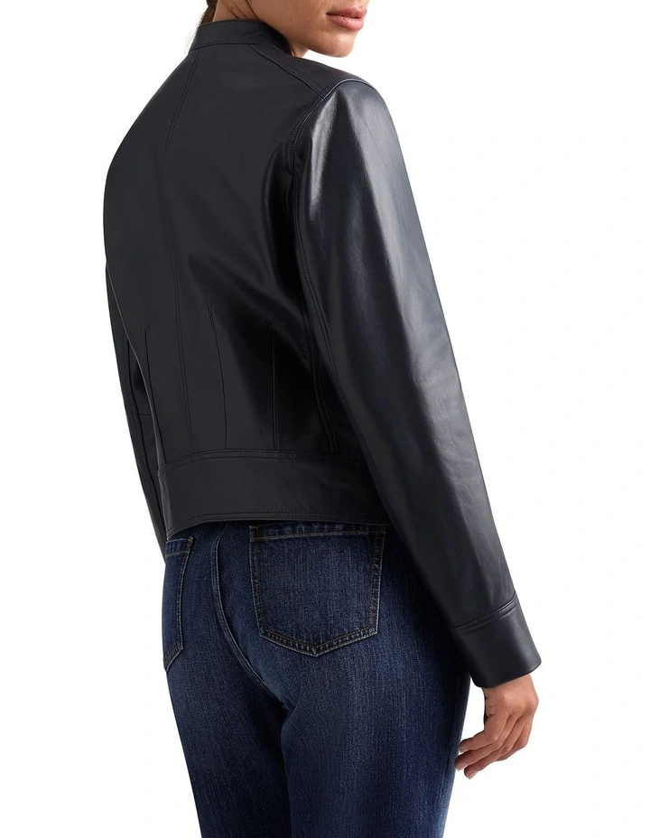 Leora Leather Jacket in Ink image 4