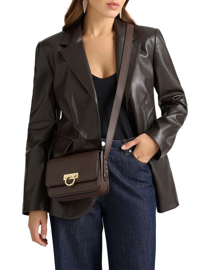 Lumia Leather Crossbody Bag in Fudge image 3