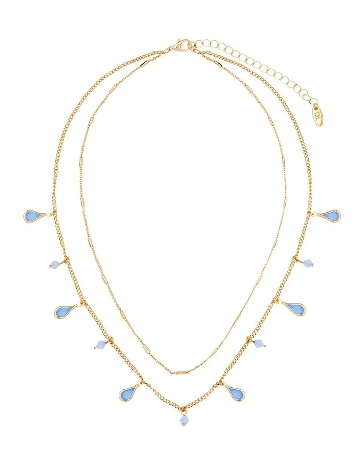 Layered Charm Drop Necklace in Pale Blue image 1