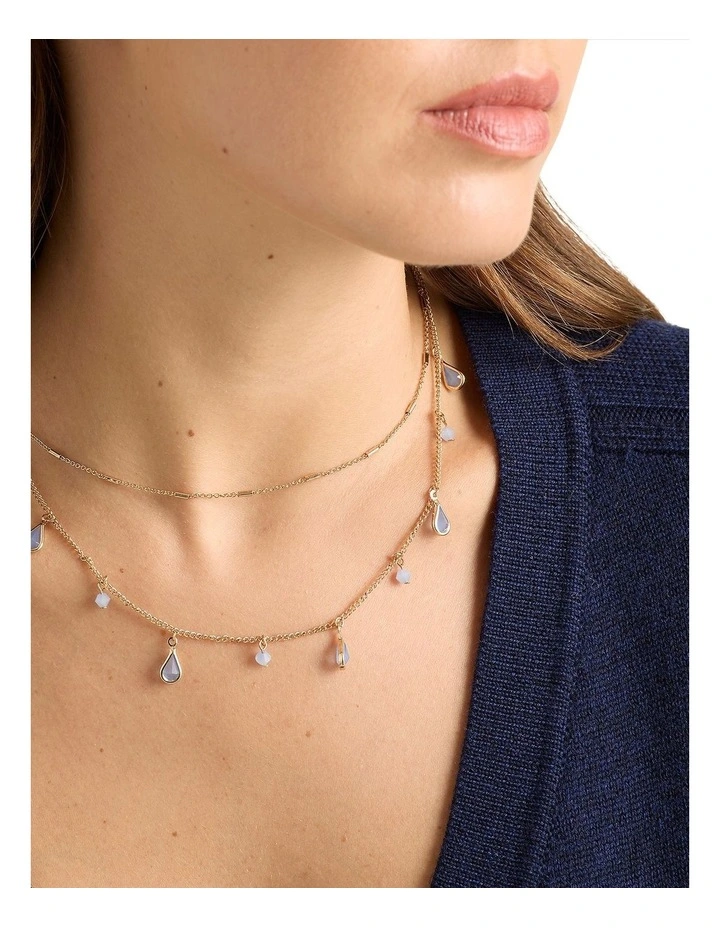 Layered Charm Drop Necklace in Pale Blue image 2