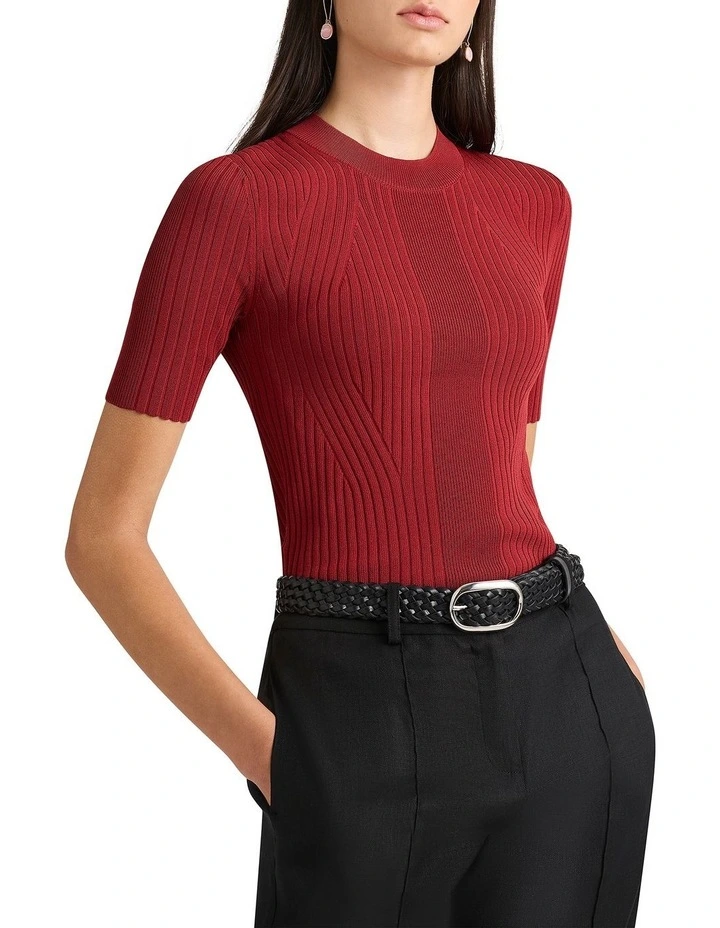 Deirdre Knit Tee in Cherry image 1