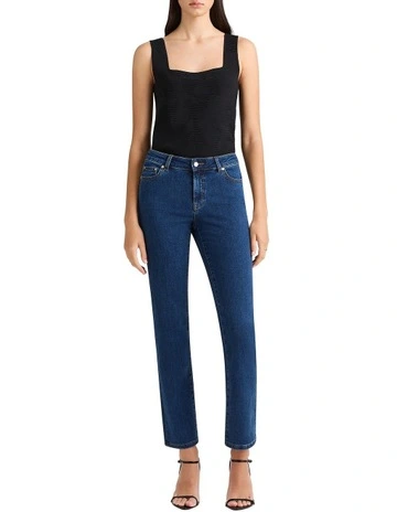 Amanda Slim Leg Jean in Flat Blue