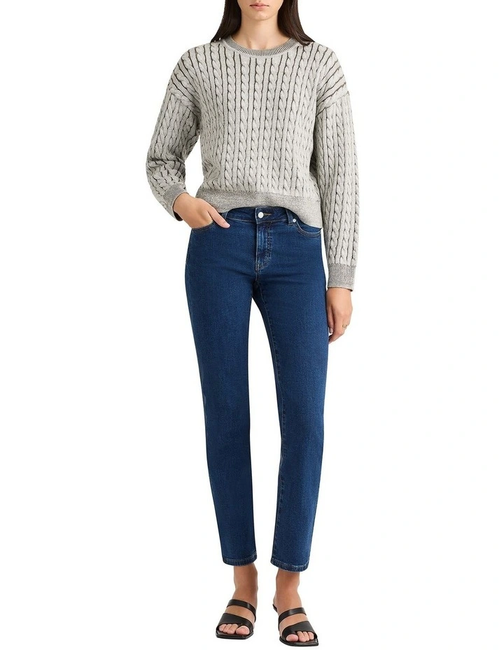 Berryl Merino Cable Knit Jumper in Pesto/Ivory image 3